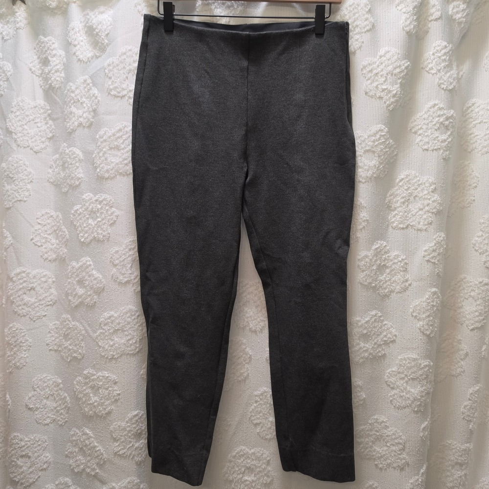 Quince Womens Ultra-Stretch Ponte Straight Leg Pants Charcoal Grey Large
